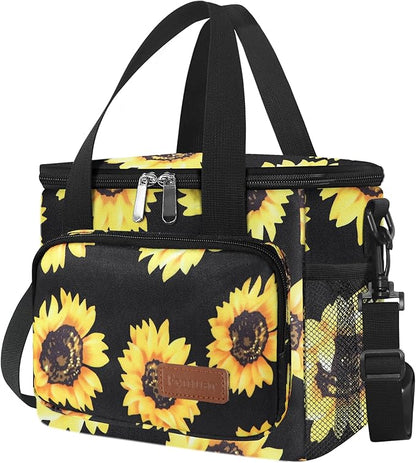 Femuar Lunch Bags for Women/Men, Insulated Lunch Bag for Work Office - Lunch Cooler Bag Leakproof Lunch Box with Adjustable Shoulder Strap - Sunflower