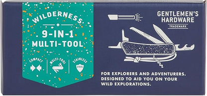 Gentlemen's Hardware - Wilderness 9-in-1 Multi-tool, Ideal for Camping, Hiking, & Other Outdoor Activities, Stainless Steel, Compact Handle, Versatile, Convenient