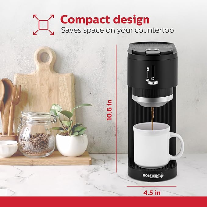 Holstein Housewares Coffee Maker Machines (Black, 1 Cup)