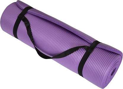 Extra-Thick Yoga Mat - Durable Comfort Non-Slip Foam Workout Mat for Fitness, Pilates, and Floor Exercises with Carrying Strap by Wakeman
