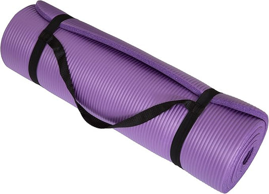 Extra-Thick Yoga Mat - Durable Comfort Non-Slip Foam Workout Mat for Fitness, Pilates, and Floor Exercises with Carrying Strap by Wakeman