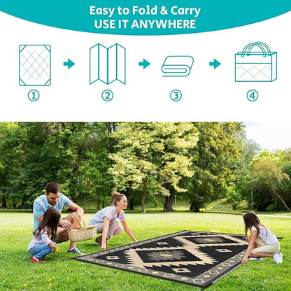 HEBE Outdoor Rug 9'x12' for Patios Clearance Waterproof Patio Mat Plastic Straw Rug Reversible RV Camping Tent Rug Outside Indoor Outdoor Area Rugs for RV,Deck,Beach,Balcony,Camper