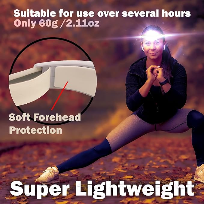 CYRA LED Headlamp Rechargeable USB-C, IPX4 Red Light Option 230°, 400 Lumen Wide Beam Hard Hat Light, 2.1oz Lightweight lightbar Head Lamp for Hiking & Camping Accessories, Running, Outdoor, Adults