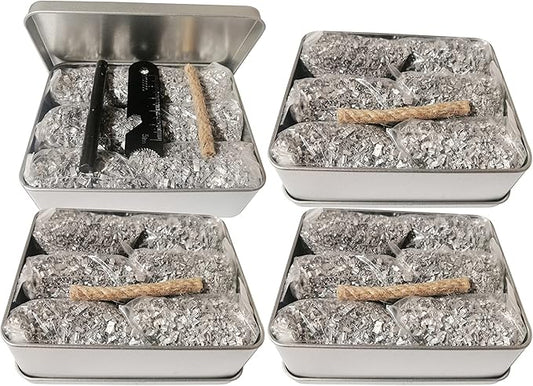 eGreen Emergency Ferro Rod Striker Magnesium 6 Bags Wax Jute Rope + Tin Box for Camping Hiking Bushcraft Survival Outdoor Gear