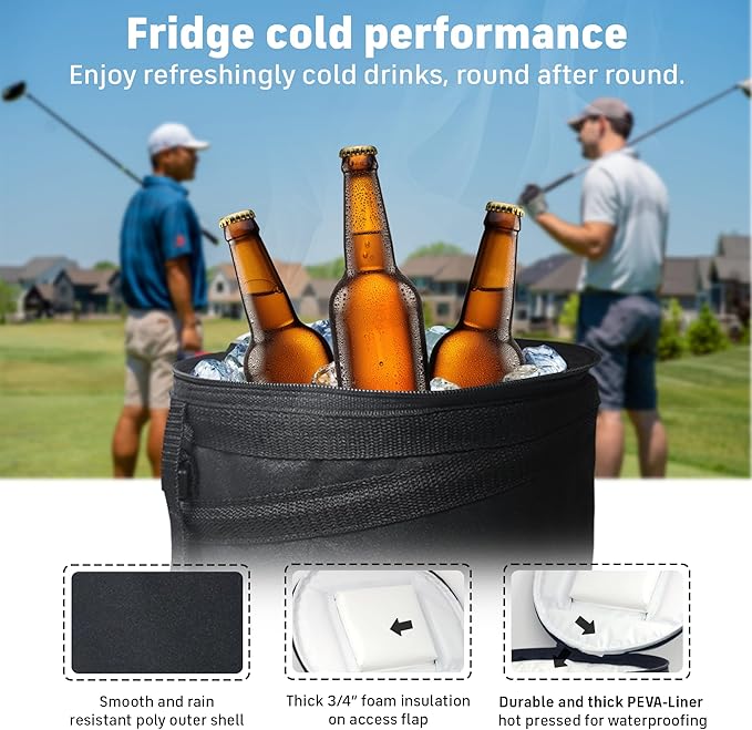 INTHEZONE - Collapsible Pop-Up Golf Cart Cooler Bag - Must-Have Push Cart and Cart Accessories for Men - Golf Necessities - Unique Golf Accessories for Golfers for Men