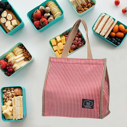PATIKIL Insulated Lunch Bag, Oxford Cloth Waterproof Lunch Tote Bag Thermal Portable Lunch Box Food Container for Work Office Picnic Outdoor, 9.45"x5.91"x8.66", Red
