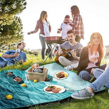VILLEY Picnic Blanket, 3-Layer Camping Blanket 52"x75", Machine Washable, Water Repellent and Sandproof, Packable and Portable for Camping, Travel, Park, Beach and Indoor Use