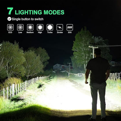 WUBEN X1 Rechargeable Flashlight 12000 Lumens, Super Bright Tactical Flashlights, Fast Charging 7 Light Modes Programmable, IP55 Waterproof High Powered Flashlights for Emergency, Rescue, Inspection