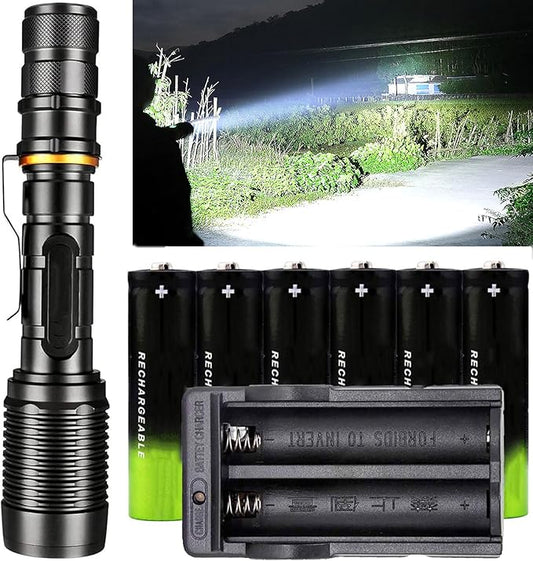 Brightes Flashlight high lumens,Powerful Tactical Flashlights,Adjustable Focus,Waterproof LED Flashlights for Camping Emergencies