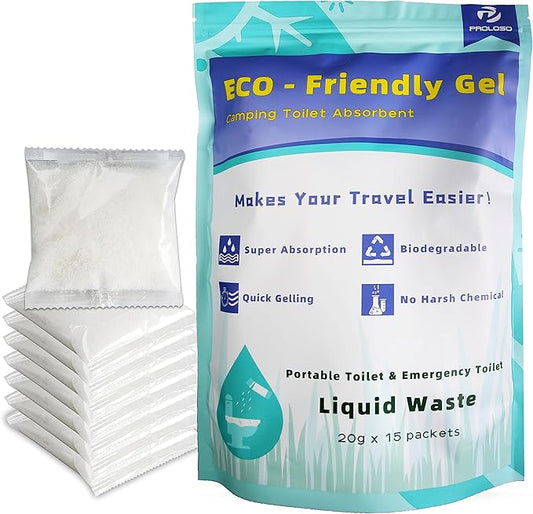 PROLOSO Liquid Waste Gelling and Deodorizing Powder Degradable Eco Gel for Camping Portable Toilet Urine Solidifier Absorbent