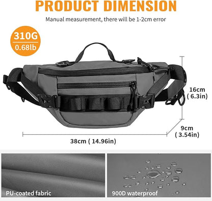 CamGo Tactical Fanny Pack for Men Women Military Waist Bag Molle Utility Hip Belt Pouch Crossbody Bags Bumbag for Cycling Hiking Walking Fishing Grey