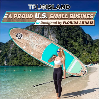 TRUISLAND Inflatable Paddle Board, Stand Up Paddle Board with Backpack, Non-Slip Thickened Deckpad, Waterproof Phone Case, Leash, Paddle, Hand Pump