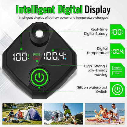 Portable Shower for Camping,6000mAh Rechargeable Camping Shower with Intelligent LED Display,IPX7 Waterproof Outdoor Shower Kit for Hiking, Travel, Car, Pet
