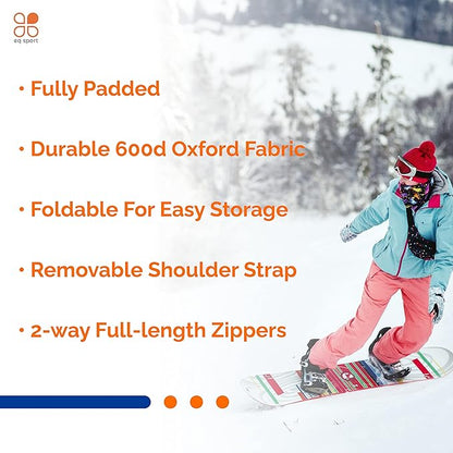 EQ SPORT Snowboard Bag with Wheels - Fully Padded & Waterproof Rolling Snowboard Bag for Air Travel, Boot Bag Included - Fits 2 Boards - Heavy-Duty YKK Zippers - Storage for Snow Gears