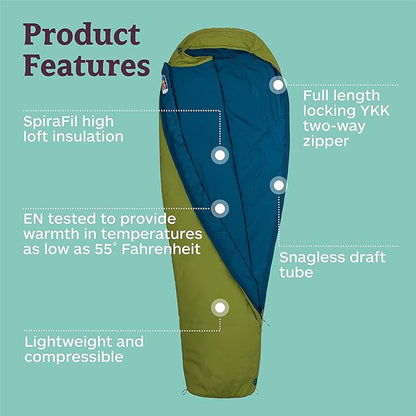 MARMOT Voyager 45° or 55° Mummy Sleeping Bags, Synthetic Spirafil Insulation for Camping & Backpacking