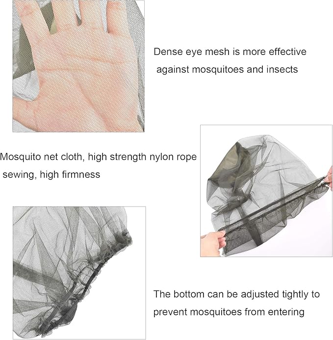 JIABEIUS 6 Pcs Mosquito Netting, Premium Head Net Face Mesh with Extra Fine Holes, Mosquito Hat Mask Head Cover for Camping Hiking Fishing Protecting from Insect Bug Bee Mosquito Gnats