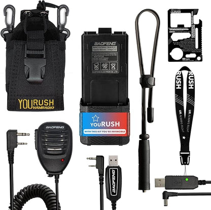 Baofeng accessories Set Baofeng UV-5R Battery 3800mAh, USB Charging Cable, Baofeng Antenna, Baofeng Programming Cable, Radio Pouch, Speaker Mic compatible Baofeng UV5R BF-F8HP UV-5X3