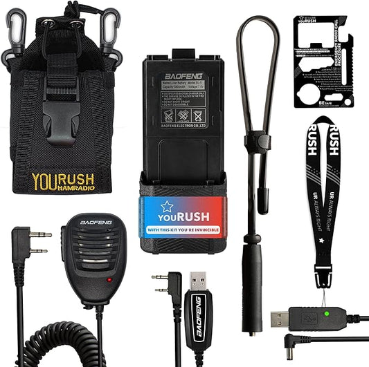 Baofeng accessories Set Baofeng UV-5R Battery 3800mAh, USB Charging Cable, Baofeng Antenna, Baofeng Programming Cable, Radio Pouch, Speaker Mic compatible Baofeng UV5R BF-F8HP UV-5X3