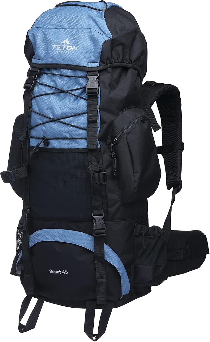 TETON 45L Scout Internal Frame Backpack for Hiking, Camping, Backpacking, Rain Cover Included