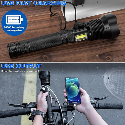 Cinlinso Flashlights High Lumens Rechargeable, 990,000 Lumens Super Bright Led Flash Light, 7 Modes with COB Light, IPX6 Waterproof, Handheld Powerful Flashlight for Home, Camping, Emerge∩cies