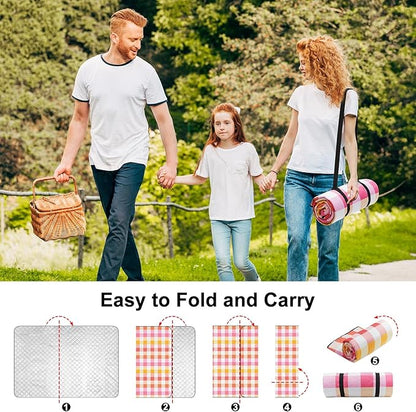 ICOSY Large Picnic Outdoor Blankets, 78" x 59" Beach Camping Blanket Waterproof Sandproof Picnic Camping Mat Camping Gear Essentials