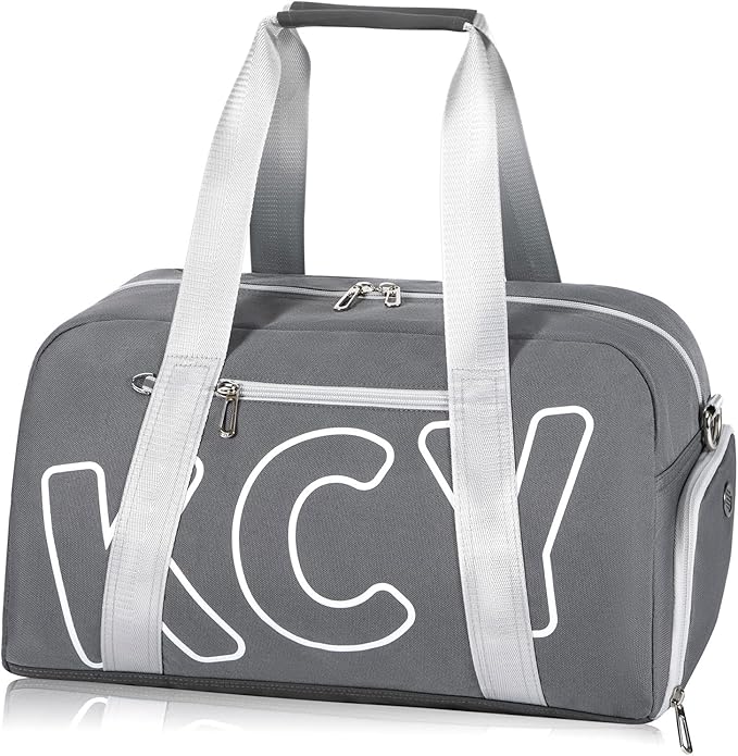 KCY Sports Gym Bag with Wet Pocket & Shoes Compartment for Women & Men, Small Sports Duffel Bag for Yoga Baseball Camping Travel, Waterproof, Lightweight, Dark-grey