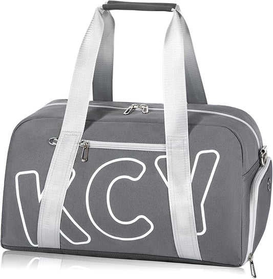KCY Sports Gym Bag with Wet Pocket & Shoes Compartment for Women & Men, Small Sports Duffel Bag for Yoga Baseball Camping Travel, Waterproof, Lightweight, Dark-grey