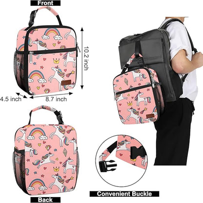 Lunch Box for Men & Women Durable Lunch Bag for Adults Reusable Small Lunchbox Pink Unicorn