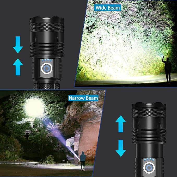 Rechargeable Flashlights High Lumens, 990000 Lumens Super Bright LED Flash Light with 5 Modes, IPX6 Waterproof Flashlight with Large Capacity, Bright Flashlights for Home Camping