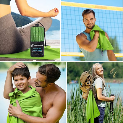 Fit-Flip Travel Towel - Compact & Ultra Soft Microfiber Camping Towel - Quick Dry Towel - Super Absorbent & Lightweight for Sports, Beach, Gym, Backpacking, Hiking and Yoga