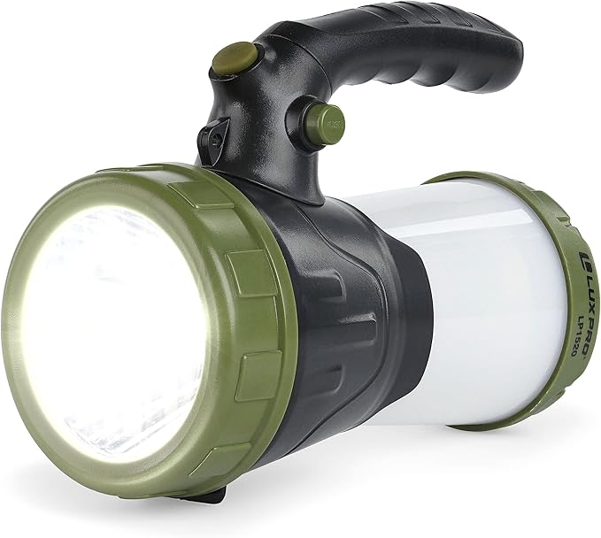 LUXPRO LP1520 Rechargeable LED Multi-Mode 600 Lumen Spotlight Lantern, USB Cable, with Power Station