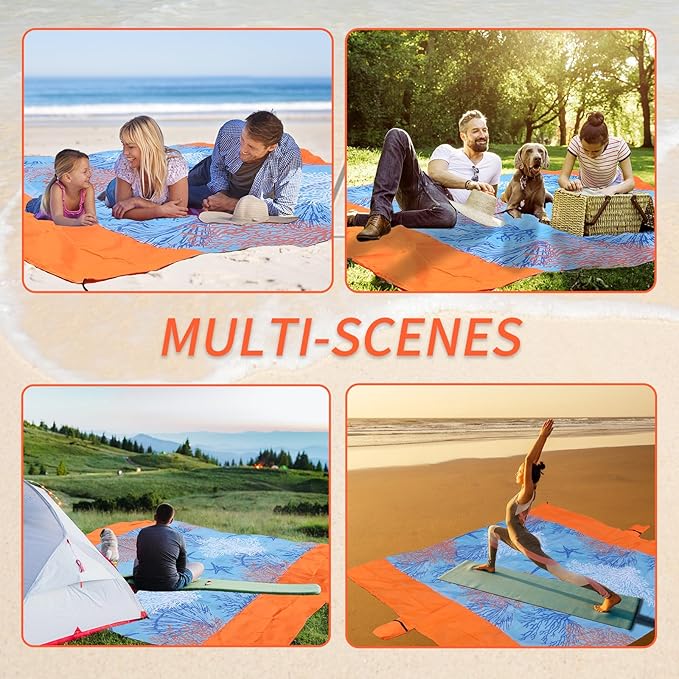 NewDoar Beach Blanket Sandproof Extra Large for 1-3 Adults / 1-8 Adults Sand Free Beach Mat Picnic Blanket Waterproof Oversized Lightweight Picnic Mat for Camping Hiking Beach Travel-/1-3person