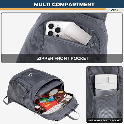 15L Hiking Daypack - Water Resistant Lightweight Packable Backpack for Travel Camping Outdoor - Grey