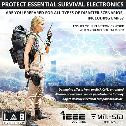 Mission Darkness Dry Shield Faraday Backpack 40L // Waterproof Tactical Bag with MOLLE Webbing and Removable Packs // Signal Blocking Anti-tracking Data Privacy EMP Shield for Electronics