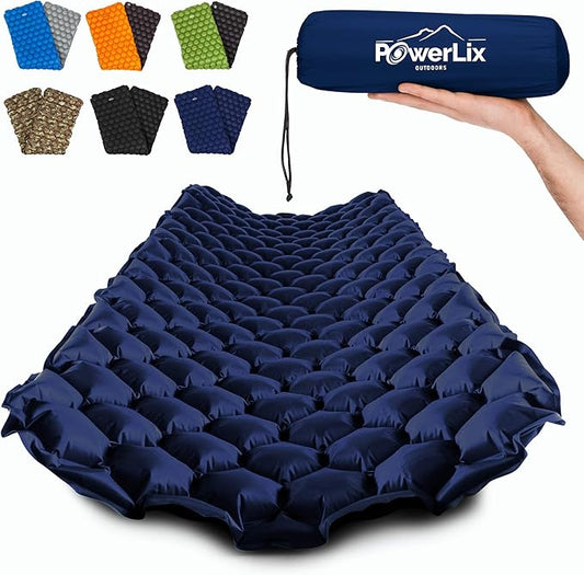 POWERLIX Ultralight Sleeping Pad for Camping with Inflating Bag, Carry Bag, Repair Kit – Compact Lightweight Camping Mat, Outdoor Backpacking Hiking Traveling Airpad Camping Air Mattress