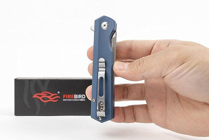 Firebird GANZO FH11S-GY Pocket Folding Knife Ball Bearing D2 Steel Blade G10 Anti-Slip Handle with Clip Hunting Fishing Gear Camping Outdoor Folder EDC Pocket Knife (Gray)