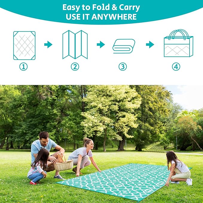 HEBE Outdoor Rug 6'x9' for Patios Waterproof Clearance Reversible Patio Mat Plastic Straw Rug RV Camping Mat Outside Area Rug Carpet for Camping RV,Porch,Deck,Balcony,Camper,Backyard