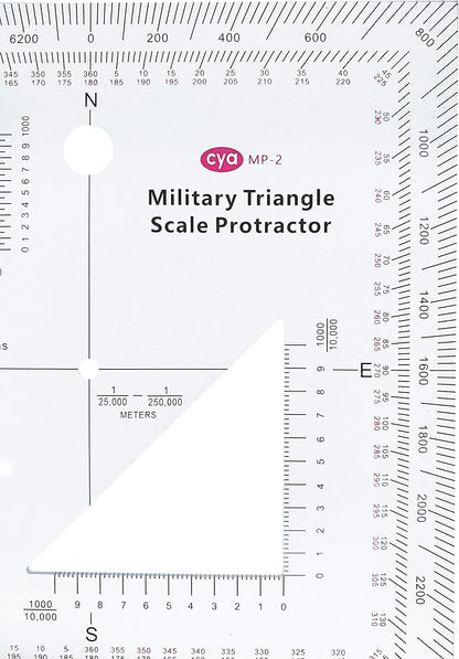 1.2mm Transparent Plastic Military UTM/MGRS Coordinate Scale Map Reading and Land Navigation Topographical Map Scale, Protractor and Grid Coordinate Reader
