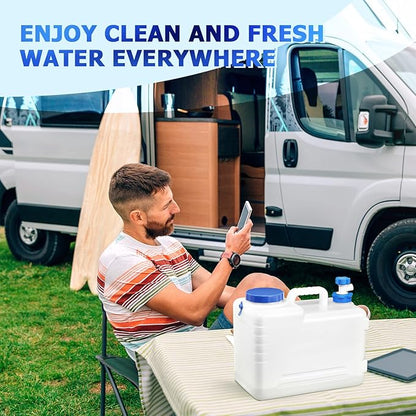 2 Pcs Portable Water Container with Spigot Water Storage Containers Camping Drinking Water Storage Jug for Outdoor Picnic Hiking Travel Car Driving Home Emergency Reservoir 4 Gallon/15L