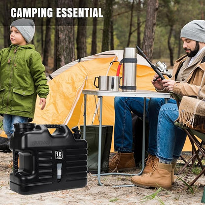 Camping Water Jug, Camping Water Container,4.76 Gallon BPA Free Water Storage with Spigot, Large Water Tank,Portable Emergency Water Storage for Camping,Car, Hiking, Hurricane Supplies.Black