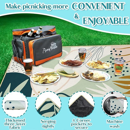 Boho Picnic Blanket Waterproof Foldable Extra Large Picnic Mat Beach Blanket 60"x80" for Camping Beach Hiking Patio Party Outdoor Decor Gifts