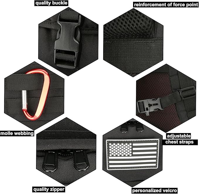 45L Hiking Backpack Camping Rucksack Molle Military Backpack for Outdoor Traveling (Black)
