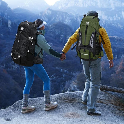 60L Hiking Backpack Men Camping Backpack with rain cover Lightweight Backpacking Backpack Travel Backpack (Army Green)