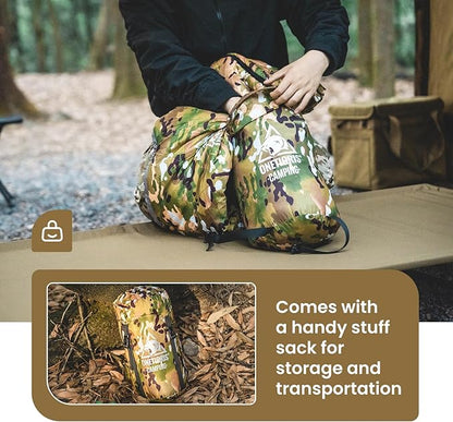 OneTigris Light Patrol 4 Season Mummy Sleeping Bag, 32°F Cold Weather Camping Bags for Camping Hiking Backpacking, Survival Gear