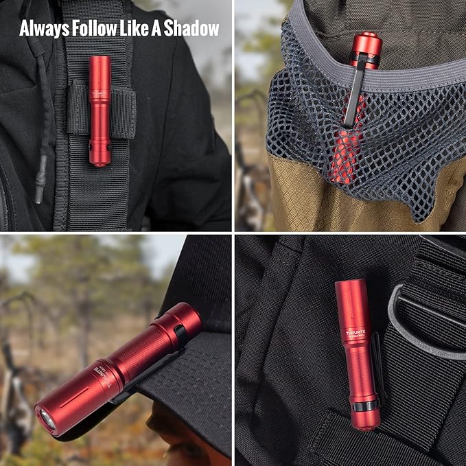 ThruNite EDC Flashlight Archer Mini, 405 Lumens Tail Switch LED Flashlight, USB C Rechargeable Little Pocket Penlight for Camping, Outdoor, and Emergency - Red Cool White