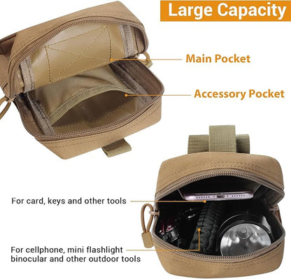 FUNANASUN 2 Pack Molle Pouches Tactical Pouch Small Molle Pouch Compact Water-Resistant EDC Pouch Molle Bag