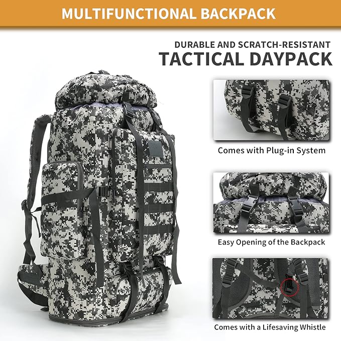 Hiking Daypack for Men Large Army Rucksack molle bag Military Tactical Backpack for Outdoor Traveling Camping