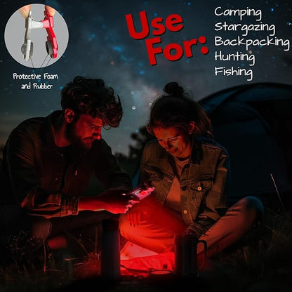 2-in-1 Red Flashlight Adapter for Smartphones, Red and White Light Booster for Camping, Hunting, Astronomy, and Travel, No Batteries or Charging Cords Required