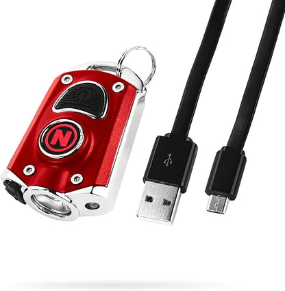 NEBO Torchy 1,000-Lumen Pocket Flashlight, LED Rechargeable Flashlight for EDC & MYCRO USB Rechargeable LED Keychain Light, Tactical Keyring Flashlight Features 6 Light Modes High Lumens –Red