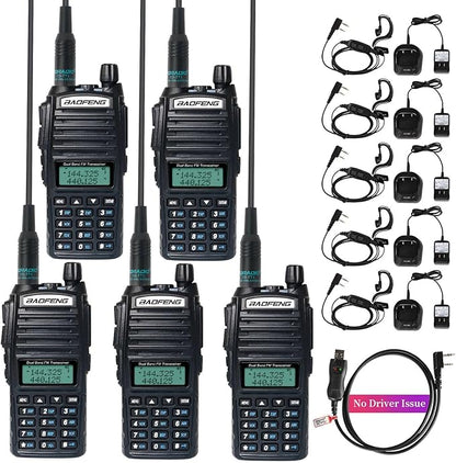 BaoFeng Radio BaoFeng UV-82 Ham Radio 144-148/420-450Mhz 2 Way Radio with FTDI Programming Cable Long Range Dual Band Two-Way Radio Walkie Talkie (5 Pack-Black)